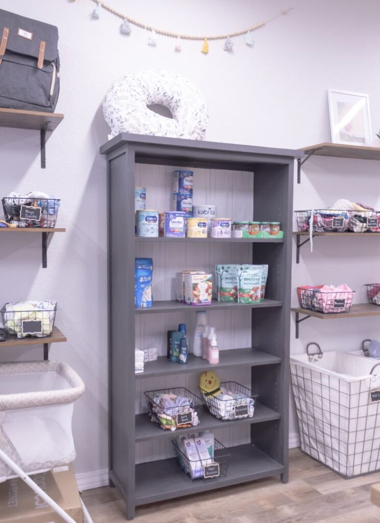 Supplies on shelves in Baby Boutique at the PRC